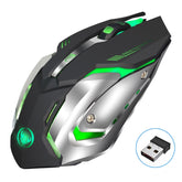 Ratón óptico inalámbrico para juegos HXSJ M10 de 2,4 GHz, 6 teclas, recargable por USB, iluminación colorida, ergonómico, 2400 DPI, para computadoras de escritorio, M10